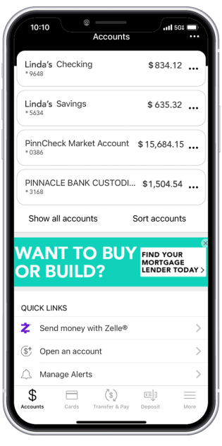 Pinnacel Bank Mobile Feature 1