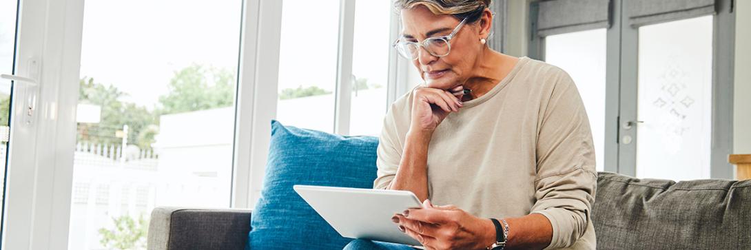 woman looking at her computer